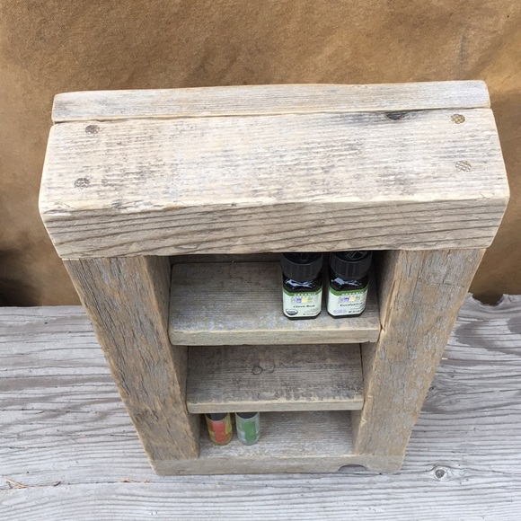 Handmade Rustic Barn Wood Essential Oil Shelf - Picture 4 of 9